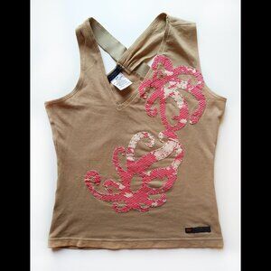 Vintage Y2K Parasuco Jeans Asymmetric Appliqué Tank Top, Women's Small